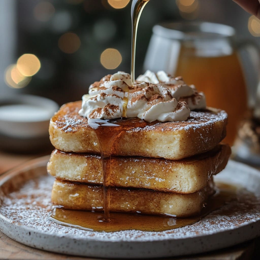 Classic French toast and cinnamon French toast on a breakfast table.