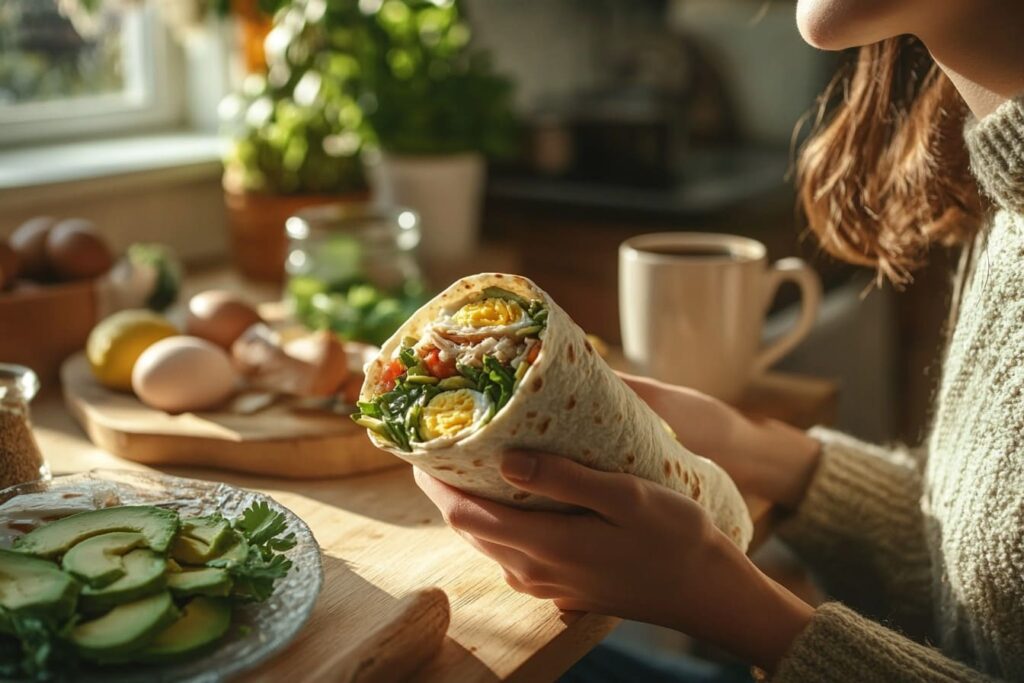 burrito breakfast on a morning table (1) Is It OK to Eat a Burrito in the Morning?