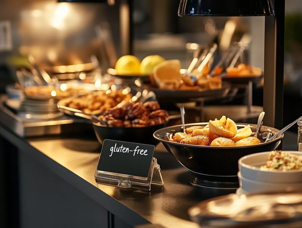 hotel buffet station with gluen-free potato (1) Are hotel breakfast potatoes gluten free?