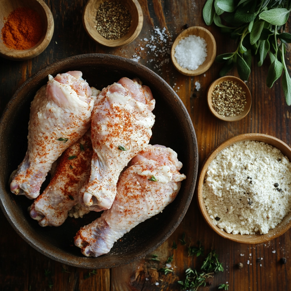  Seasoning chicken and flour for fried chicken