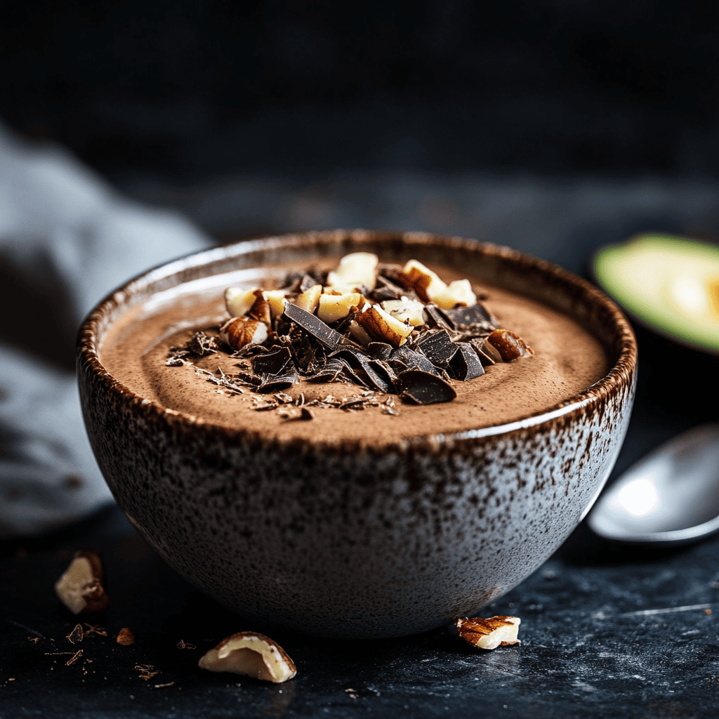 protein pudding with dark chocolate shavings