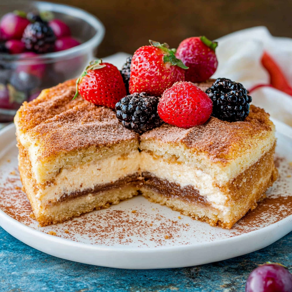 Churroscheesecake on a table